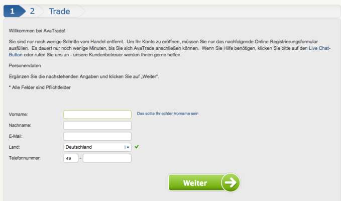 AvaTrade Registrierung