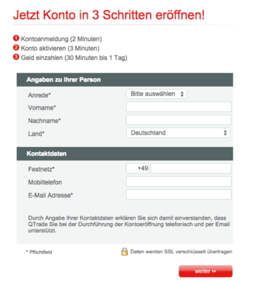 Kunden können ihr Konto in 3 Schritten eröffnen