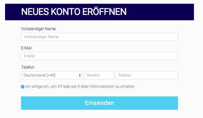 Xtrade Kontoeröffnung