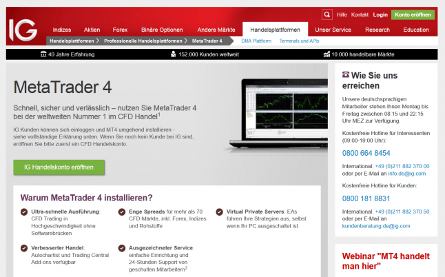 MetaTrader 4 bei IG