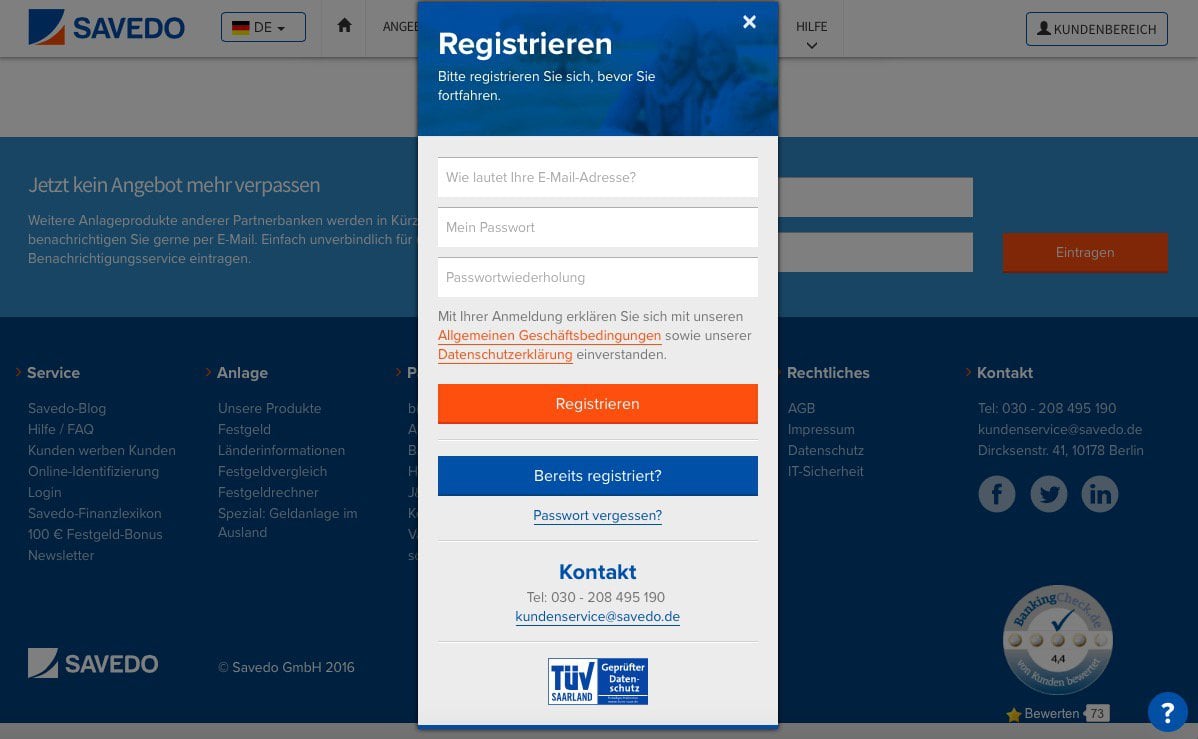 savedo_registrierung