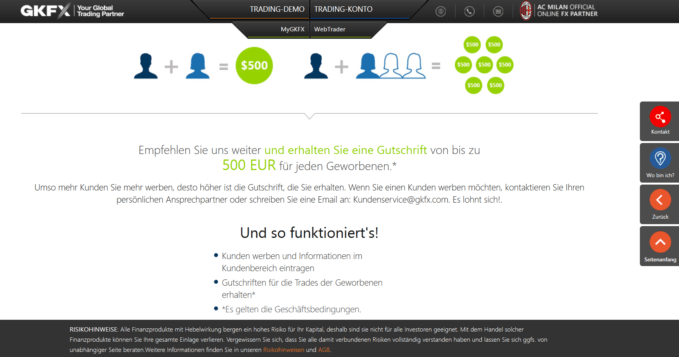 GKFX stellt den Kunden einen Werbebonus zur Verfügung
