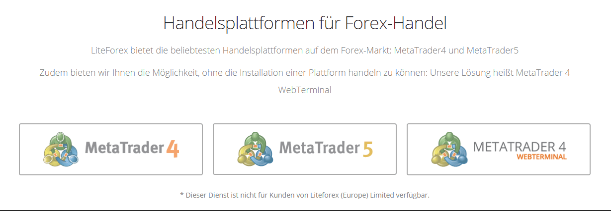 LiteForex Handelsplattformen