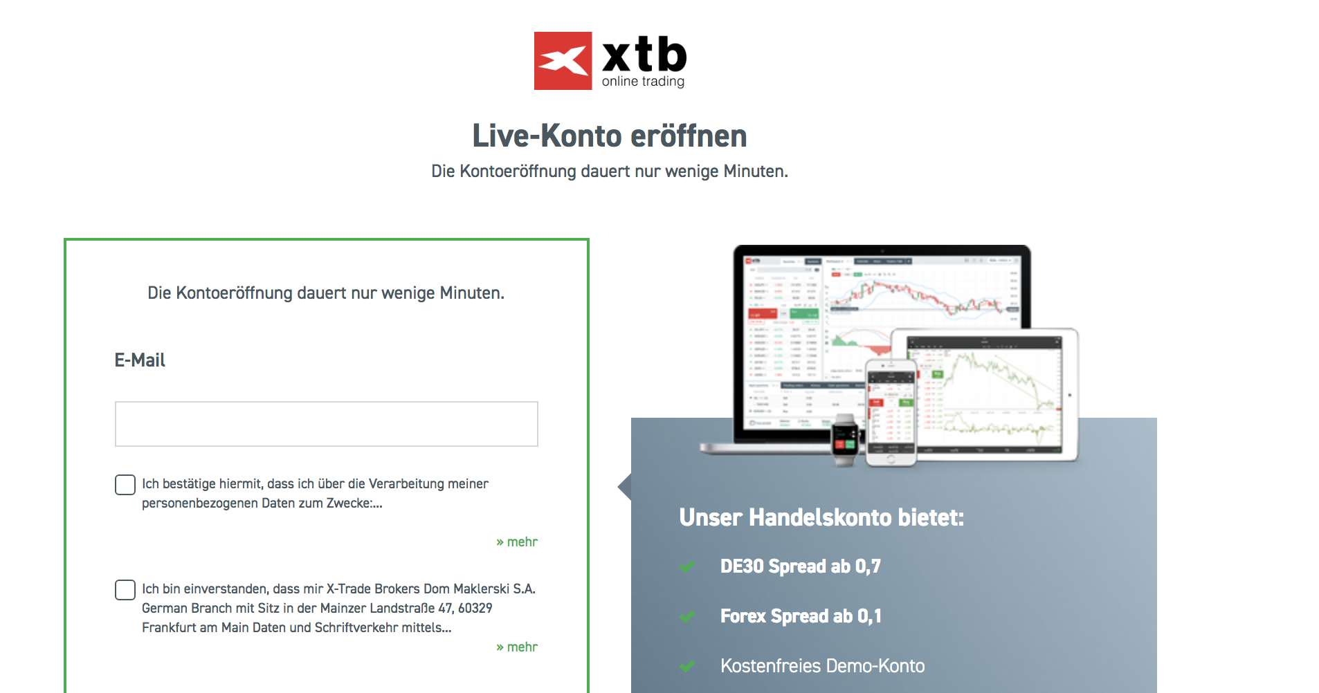 XTB Kontoeröffnung