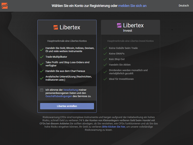 Libertex anmelden